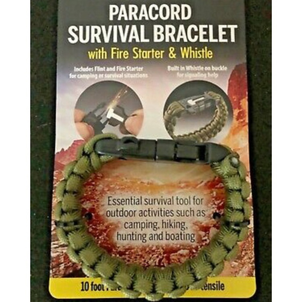 Survival Bracelet 10’paracord whistle fire starter